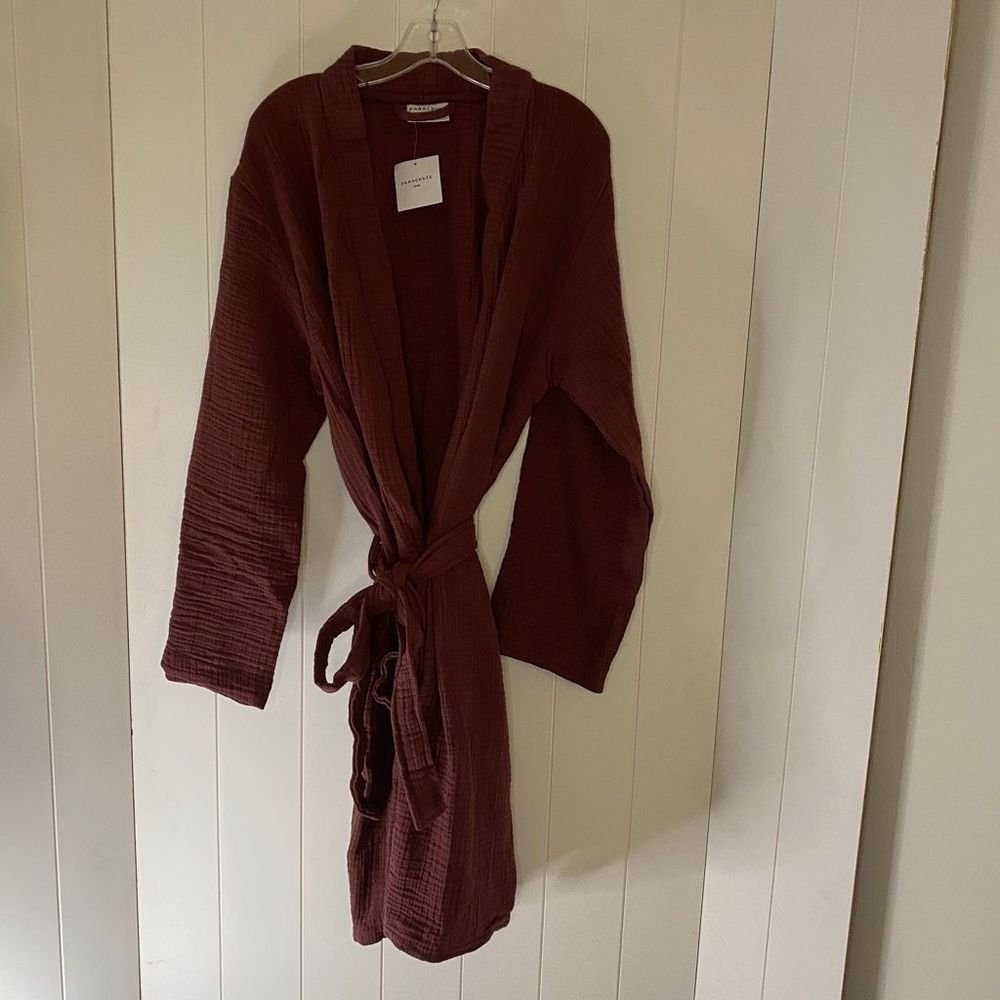 Parachute Womens Gauze Robe Tie Waist Long Sleeve Mulberry Large NWT